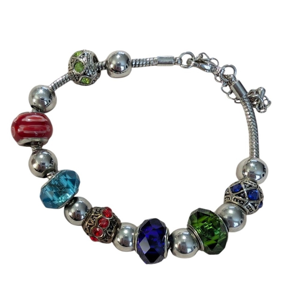 Artisan Bead Bracelet Silver Tone